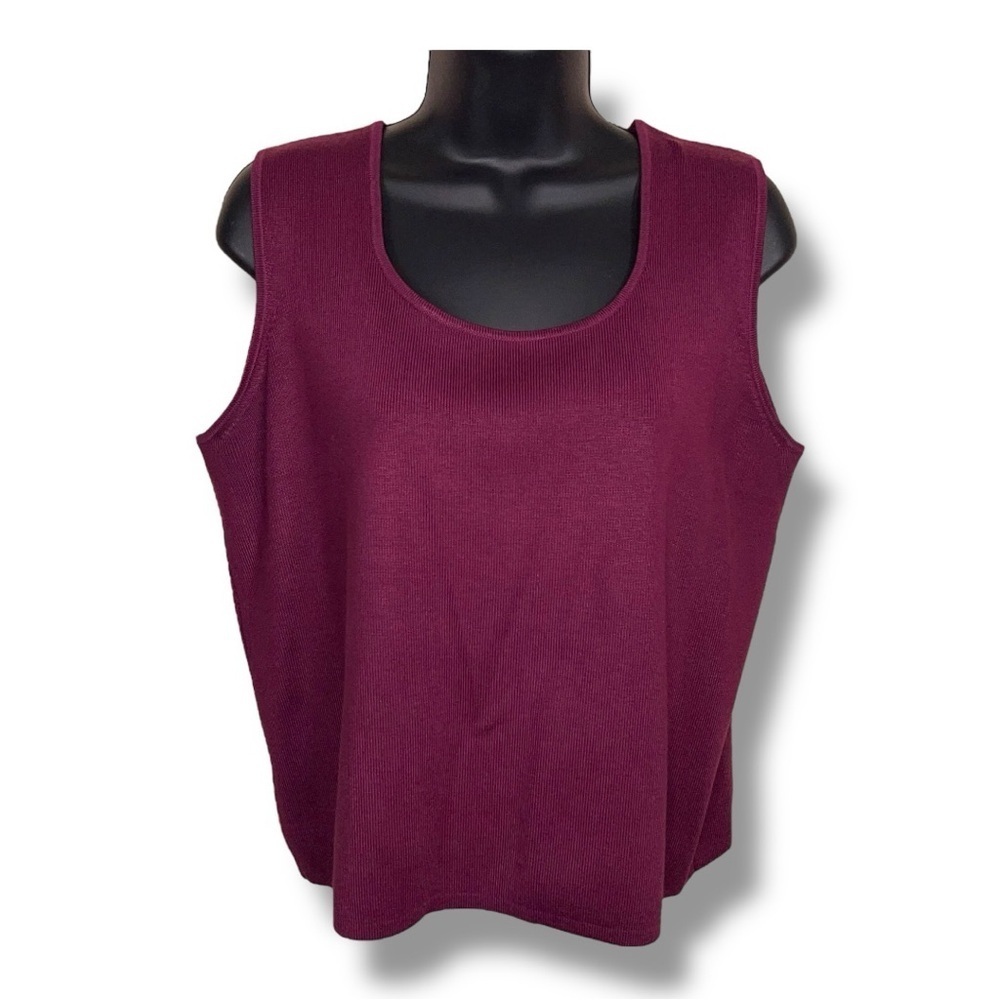 Vintage 90s White Stag Large Purple Burgundy Knit Sleeveless Top
